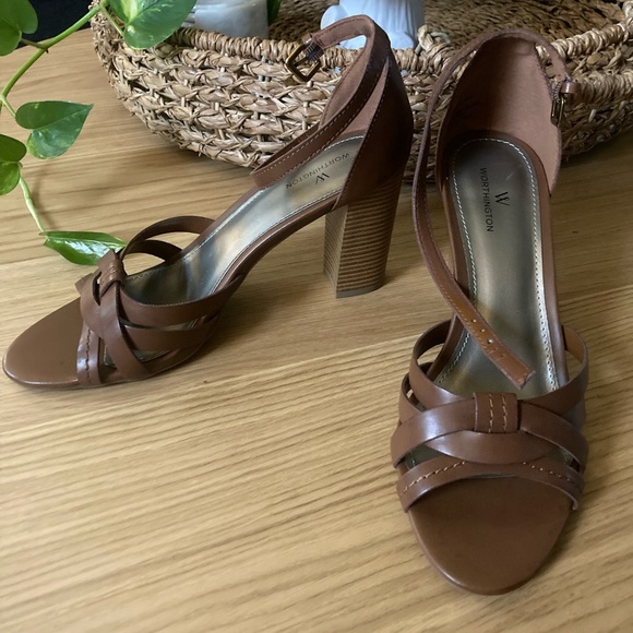 NEVER WORN Brown Leather Strappy High Heels.. - Picture 3 of 4